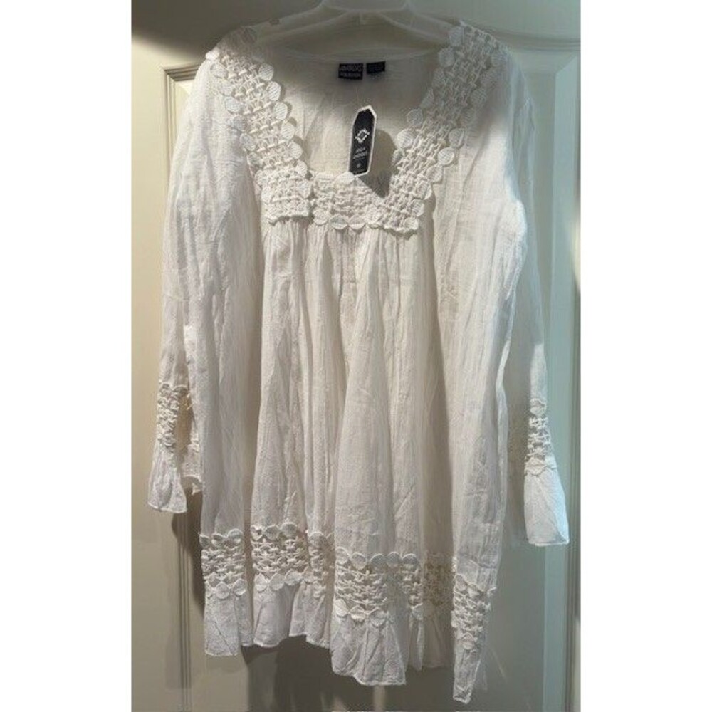 NWT Ananda's Collection Sz. XXL  Embroidered Tunic Blouse‎ Lagenlook Y2K Gorp